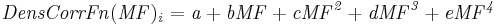 \mathbf{\mathit{DensCorrFn(MF)_i=a+bMF+cMF^2+dMF^3+eMF^4}}