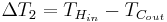  \Delta T_2 = T_{H_{in}} - T_{C_{out}} 
