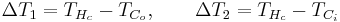 
\Delta T_1 = T_{H_c} - T_{C_o}, \qquad \Delta T_2 = T_{H_c} - T_{C_i}

