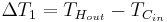  \Delta T_1 = T_{H_{out}} - T_{C_{in}} 