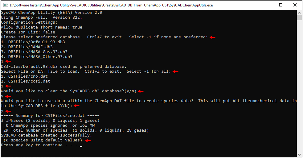ChemApp Utility - Create SysCAD.93.db3, using ChemApp Light and .DAT file